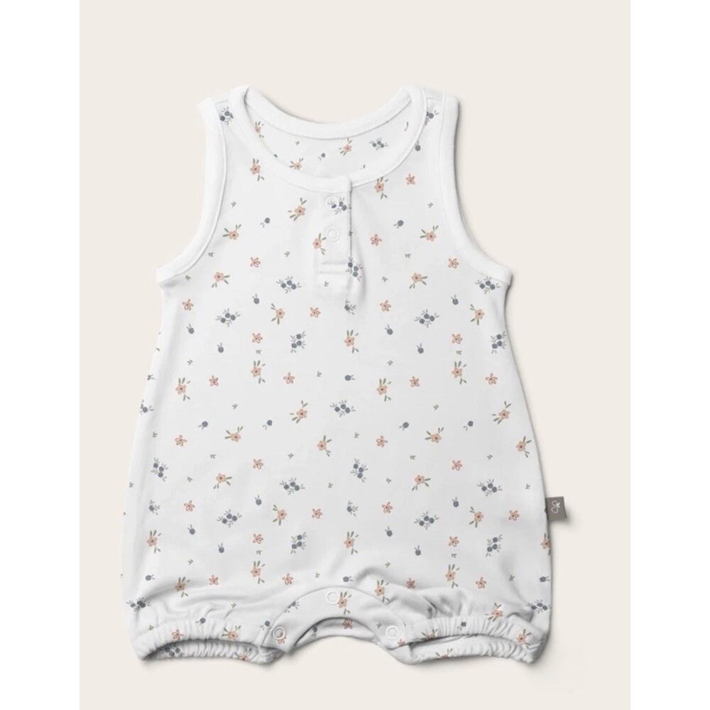 Goumi Kids Baby Romper‎ Quick Change One Piece Size 0-3 Months Bamboo Floral NEW